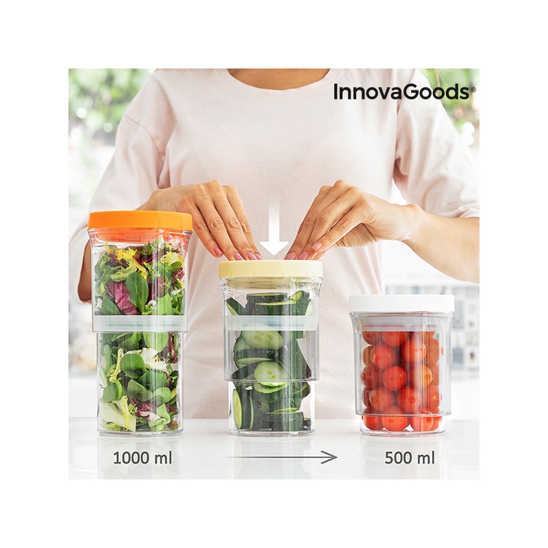 InnovaGoods Hermetische Anpassbare Plastikbehälter (3er Pack)