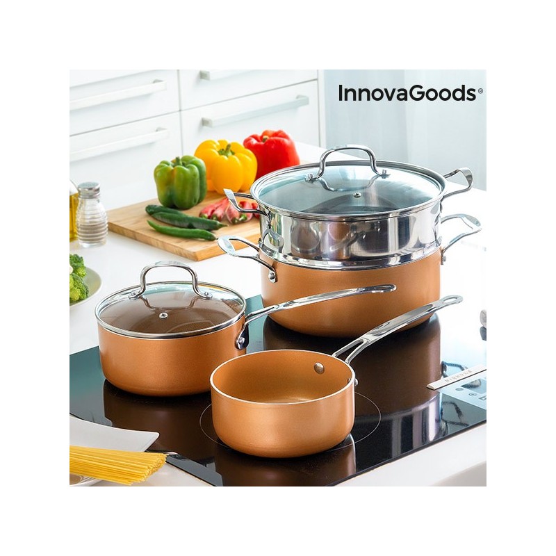 InnovaGoods Kitchen Cookware Topf- und Dampftopfset mit